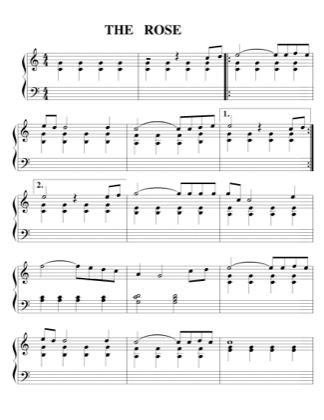 Thumbnail of first page of The Rose (2) piano sheet music PDF by Bette Midler.