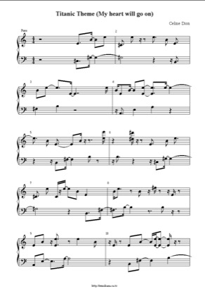 Thumbnail of first page of My Heart Will Go On (2) piano sheet music PDF by Titanic.