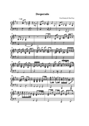 Thumbnail of first page of Desperado (2) piano sheet music PDF by Eagles.