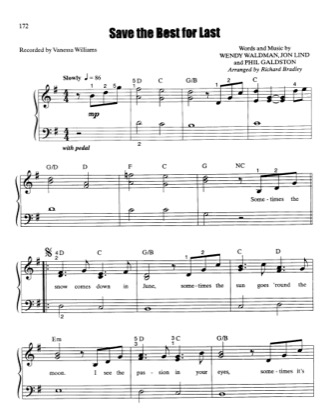 Thumbnail of first page of Save The Best for Last piano sheet music PDF by Vanessa Wılliams.