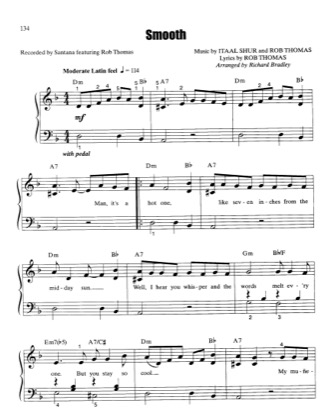 Thumbnail of first page of Smooth piano sheet music PDF by Santana .