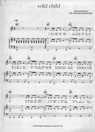 Thumbnail of first page of Wild Child piano sheet music PDF by Enya.
