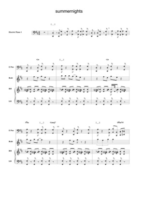 Thumbnail of first page of Summer Nights piano sheet music PDF by Grease.