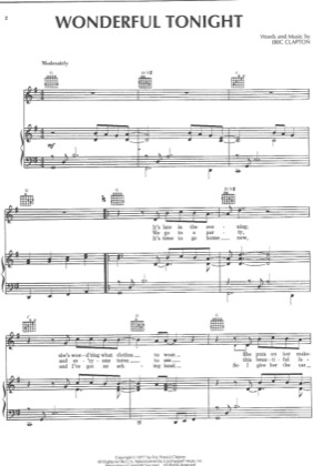 Thumbnail of first page of Wonderful Tonight (3) piano sheet music PDF by Eric Clapton.