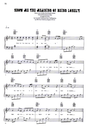 Thumbnail of first page of Show Me The Meaning of Being Lonely piano sheet music PDF by Backstreet Boys.