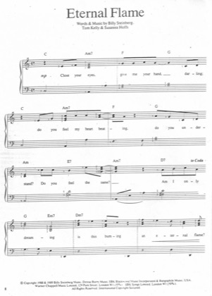 Thumbnail of first page of Eternal Flame piano sheet music PDF by The Bangles.