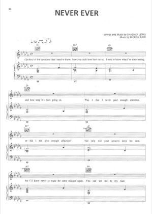 Thumbnail of first page of Never Ever piano sheet music PDF by All Saints.