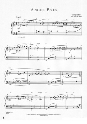 Thumbnail of first page of Angel piano sheet music PDF by Jim Brickman.