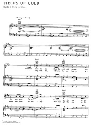 Thumbnail of first page of Fields of Gold piano sheet music PDF by Sting.