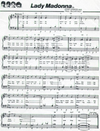 Thumbnail of first page of Lady Madonna piano sheet music PDF by The Beatles.