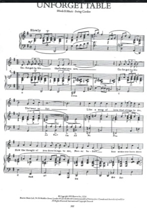 Thumbnail of first page of Unforgettable piano sheet music PDF by Irving Gordon.