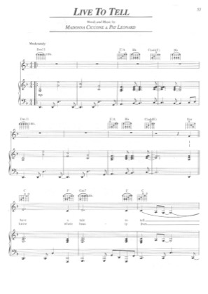 Thumbnail of first page of Live To Tell piano sheet music PDF by Madonna .