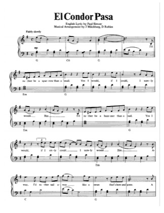 Thumbnail of first page of El Condor Pasa piano sheet music PDF by Simon & Garfunkel.