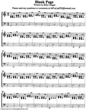 Thumbnail of first page of Blank Page piano sheet music PDF by Smashing Pumpkins.