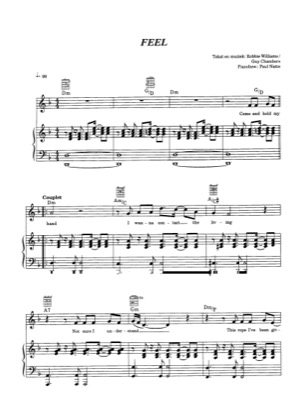 Thumbnail of first page of Feel piano sheet music PDF by Robie Williams.