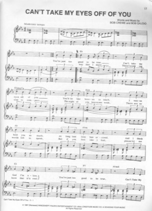 Thumbnail of first page of Can't Take My Eyes Off You piano sheet music PDF by Bob Gaudio.
