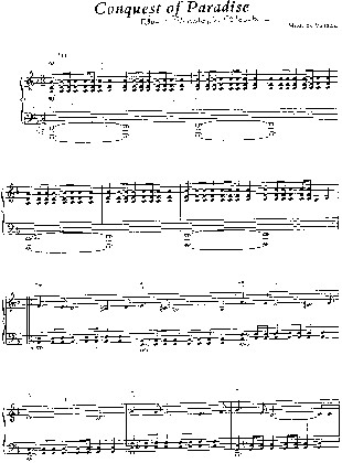 Thumbnail of first page of Conquest of Paradise piano sheet music PDF by Vangelis.