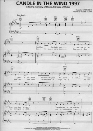Thumbnail of first page of Candle In The Wind (2) piano sheet music PDF by Elton John.