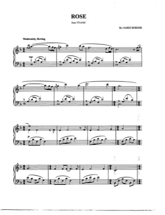 Thumbnail of first page of Rose piano sheet music PDF by Titanic.