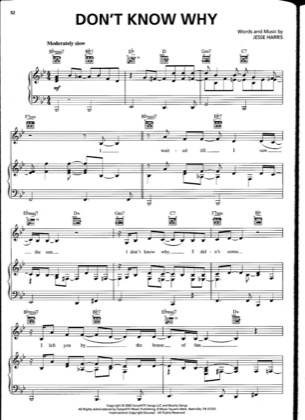 Thumbnail of first page of Don't Know Why piano sheet music PDF by Norah Jones.