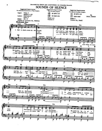 Thumbnail of first page of Sound of Silence piano sheet music PDF by Simon & Garfunkel.