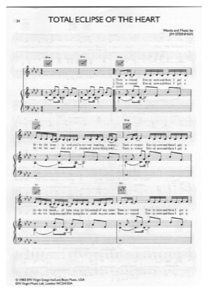 Thumbnail of first page of Total Eclipse of the Heart (4) piano sheet music PDF by Bony Tyler.