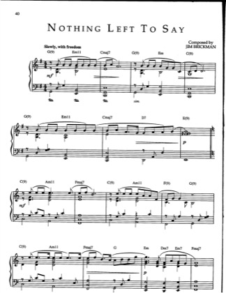 Thumbnail of first page of Nothing Left To Say piano sheet music PDF by Jim Brickman.