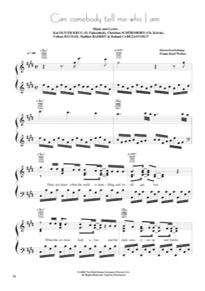 Thumbnail of first page of Can Somebody Tell Me Who I Am piano sheet music PDF by Orange Blue.