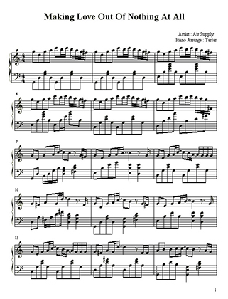 Thumbnail of first page of Making Love out of nothing at all piano sheet music PDF by Air Supply.