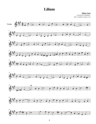 Thumbnail of first page of Lilium piano sheet music PDF by Elfen Lied.