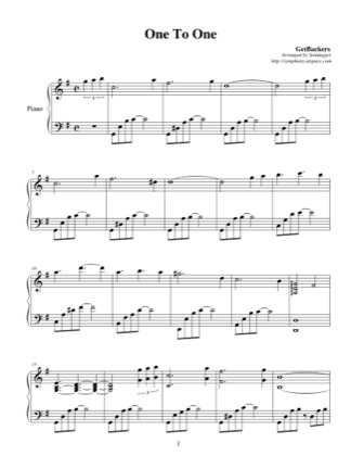 Thumbnail of first page of One to One piano sheet music PDF by Get Backers.