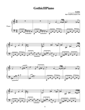Thumbnail of first page of GothicIIPiano piano sheet music PDF by Gothic II.