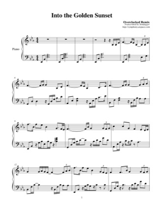 Thumbnail of first page of Into the Golden Sunset (Overclocked Remix) piano sheet music PDF by The Legend of Zelda: A Link to the Past.