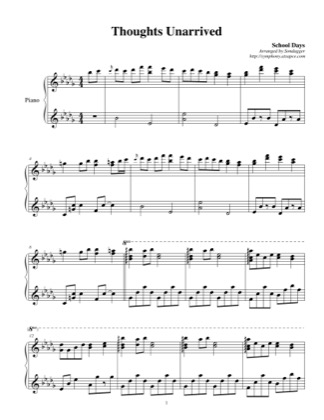 Thumbnail of first page of Thoughts Unarrived piano sheet music PDF by School Days.