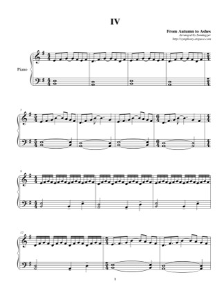 Thumbnail of first page of IV piano sheet music PDF by From Autumn to Ashes.