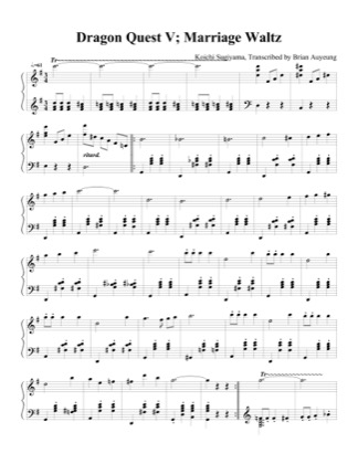 Thumbnail of first page of Marriage Waltz piano sheet music PDF by Dragon Quest V.