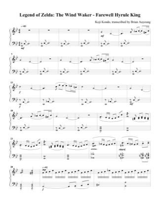 Thumbnail of first page of Farewell Hyrule King piano sheet music PDF by The Legend of Zelda: The Wind Waker.