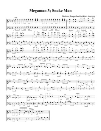Thumbnail of first page of Snake Man piano sheet music PDF by Megaman 3.