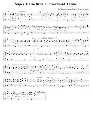 Thumbnail of first page of Overworld Theme piano sheet music PDF by Super Mario Bros 2.