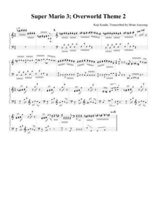 Thumbnail of first page of Overworld Theme 2 piano sheet music PDF by Super Mario Bros 3.
