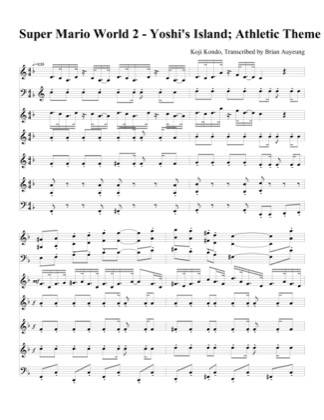 Thumbnail of first page of Athletic Theme piano sheet music PDF by Super Mario World 2: Yoshi’s Island.