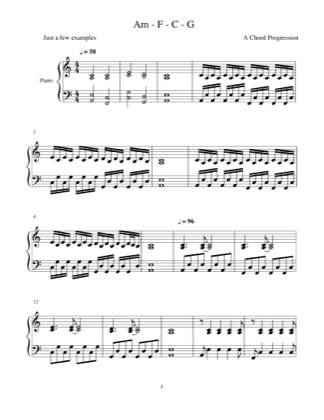Thumbnail of first page of Am-F-C-G piano sheet music PDF by Shawn Miranda.