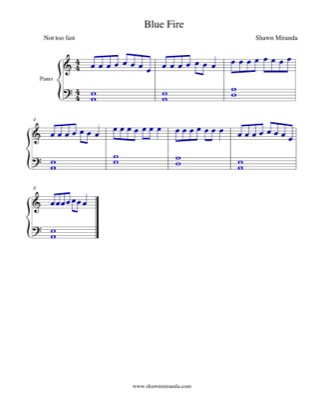Thumbnail of first page of Blue Fire piano sheet music PDF by Shawn Miranda.