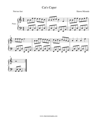 Thumbnail of first page of Cat's Caper piano sheet music PDF by Shawn Miranda.
