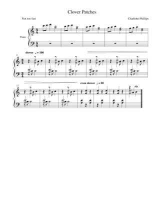 Thumbnail of first page of Clover Patches piano sheet music PDF by Charlotte Phillips.