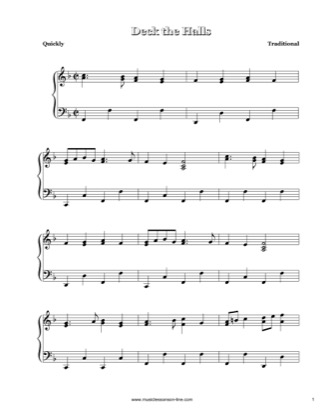Thumbnail of first page of Deck The Halls piano sheet music PDF by Traditional.