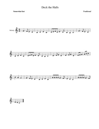 Thumbnail of first page of Deck the Halls (Melody Only) piano sheet music PDF by Traditional.