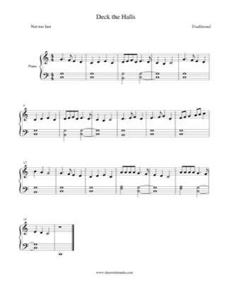 Thumbnail of first page of Deck the Halls (easy) piano sheet music PDF by Traditional.