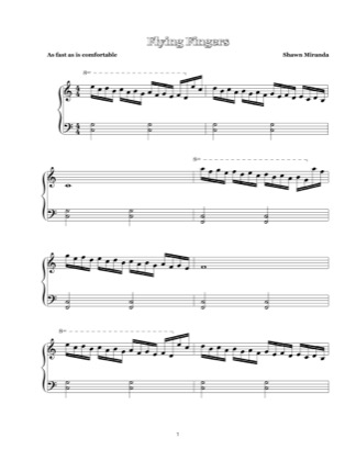 Thumbnail of first page of Flying Fingers piano sheet music PDF by Shawn Miranda.