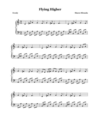 Thumbnail of first page of Flying Higher (in D) piano sheet music PDF by Shawn Miranda.